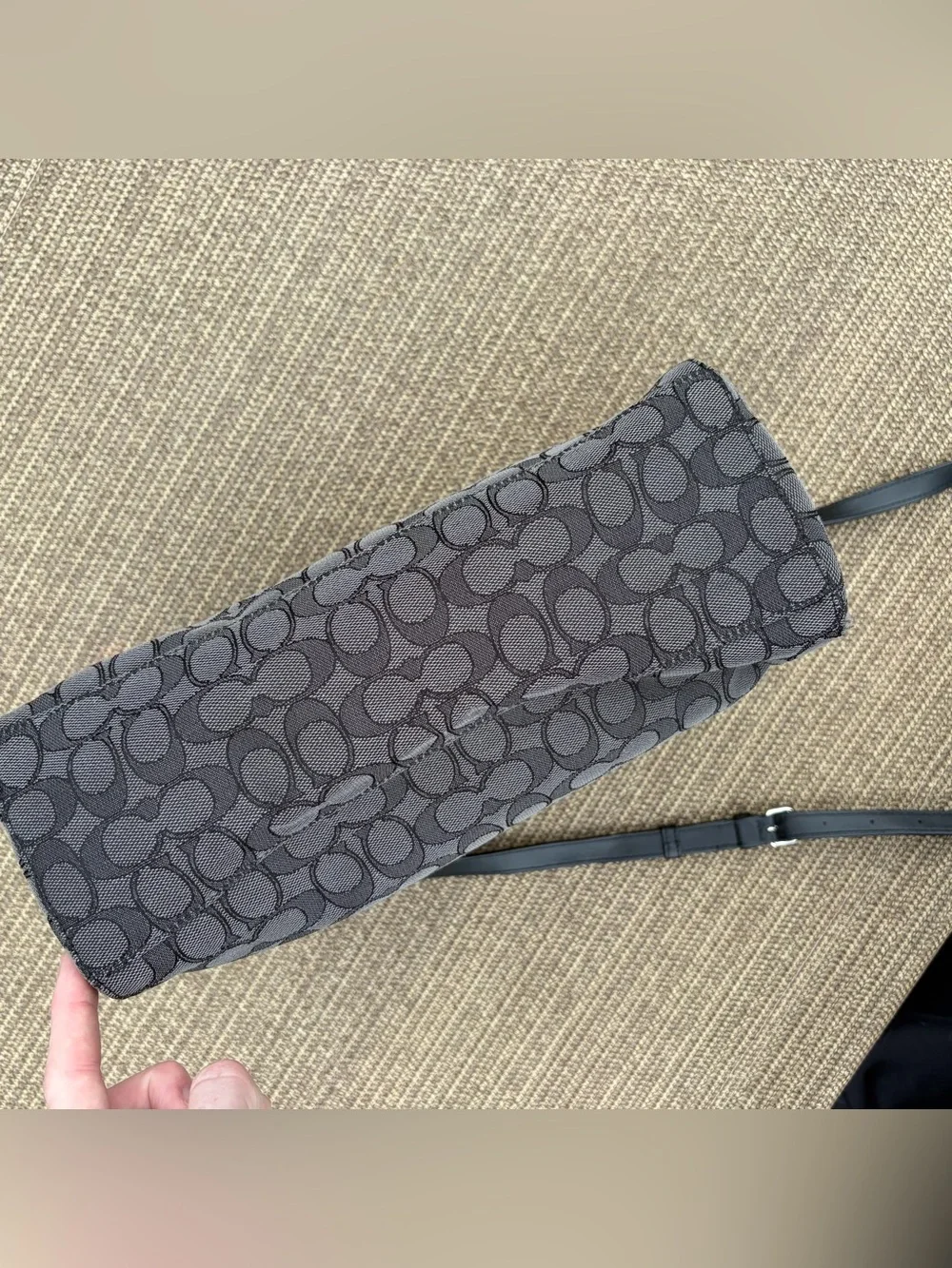 Coach Outline Signature Celeste Convertible Hobo Bag - Black Smoke